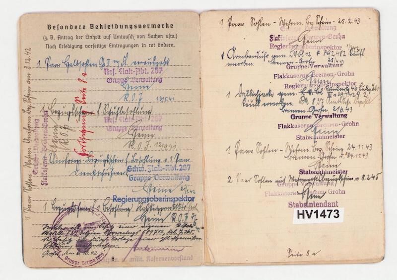 Original WWII Luftwaffe Soldbuch - Stabsintendant Otto Heine - Truppensonderdienst (TSD)Â - Kampfeinheit Tietze April 1945 - Image 9