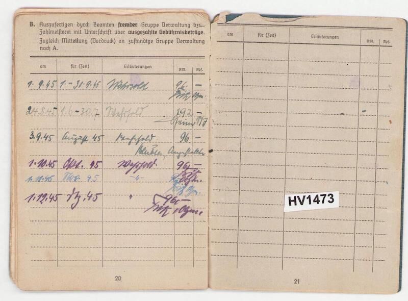 Original WWII Luftwaffe Soldbuch - Stabsintendant Otto Heine - Truppensonderdienst (TSD)Â - Kampfeinheit Tietze April 1945 - Image 17