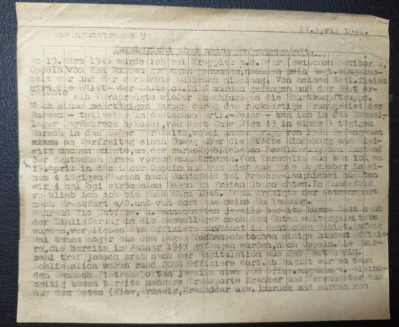 Original WWII German Wehrmacht Soldbuch - Stabsintendant Meusel - Landeschutzen Batl 822 (Prag) - POW Diary - Fully Translated - Incredible Story - Rare - Image 21