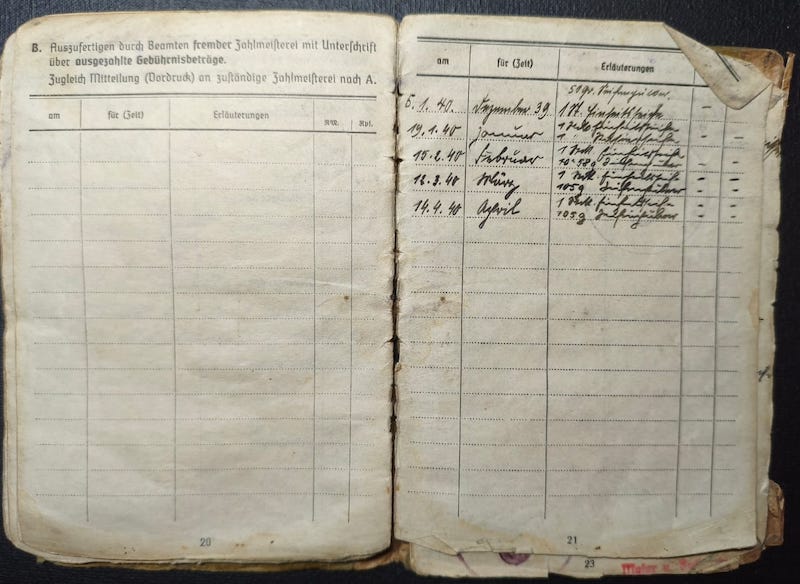 Original WWII German Wehrmacht Soldbuch - Stabsintendant Meusel - Landeschutzen Batl 822 (Prag) - POW Diary - Fully Translated - Incredible Story - Rare - Image 15