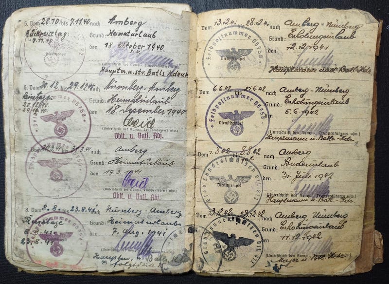 Original WWII German Wehrmacht Soldbuch - Stabsintendant Meusel - Landeschutzen Batl 822 (Prag) - POW Diary - Fully Translated - Incredible Story - Rare - Image 13