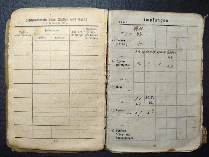 Original WWII German Wehrmacht Soldbuch - Stabsintendant Meusel - Landeschutzen Batl 822 (Prag) - POW Diary - Fully Translated - Incredible Story - Rare - Image 11