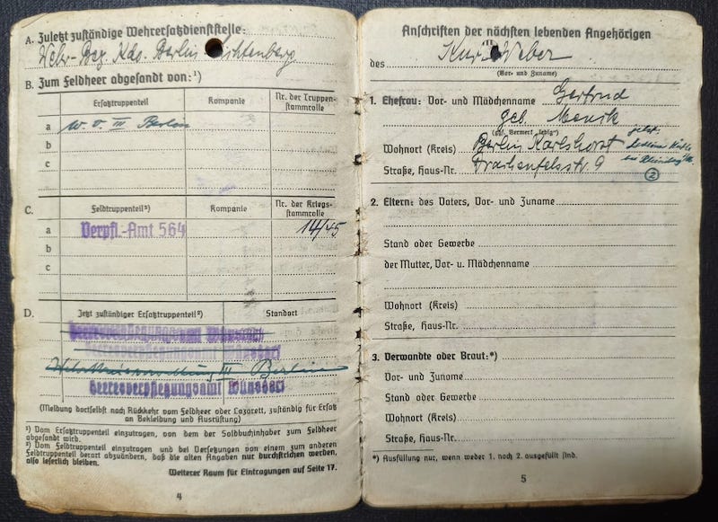 Original WWII Soldbuch - TSD Offizier Weber - Berlin 1945 - Döberitz / Wundsorf - Image 6