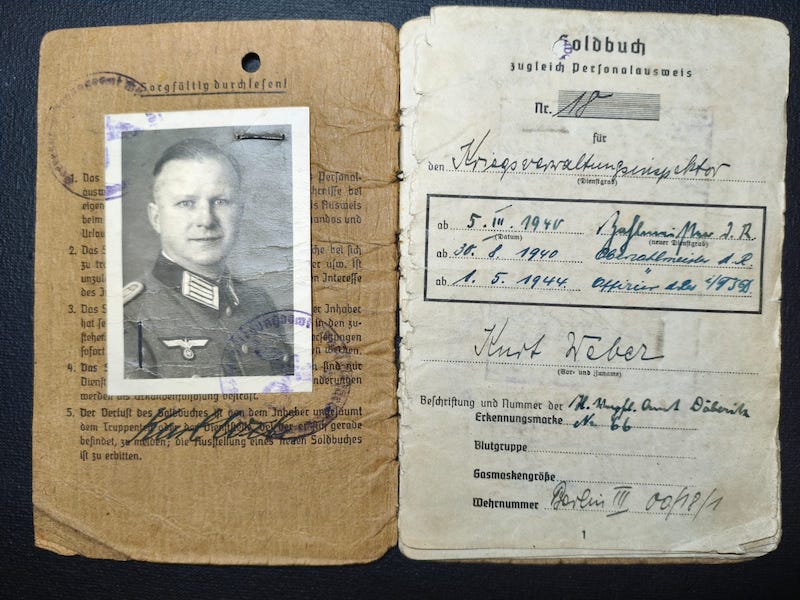 Original WWII Soldbuch - TSD Offizier Weber - Berlin 1945 - Döberitz / Wundsorf