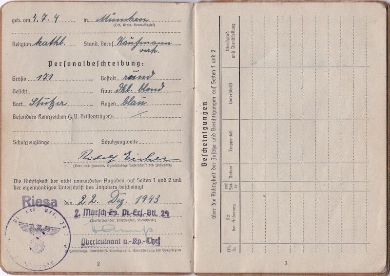WWII German Wehrmacht Soldbuch ID - Gefreiter Rudolf Eicher - Einweisungs Abteilung 1008 - West Wall Medal - Minty Soldbuch! - Image 4