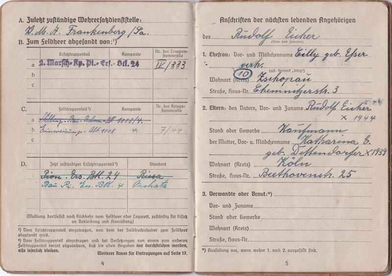 WWII German Wehrmacht Soldbuch ID - Gefreiter Rudolf Eicher - Einweisungs Abteilung 1008 - West Wall Medal - Minty Soldbuch! - Image 5