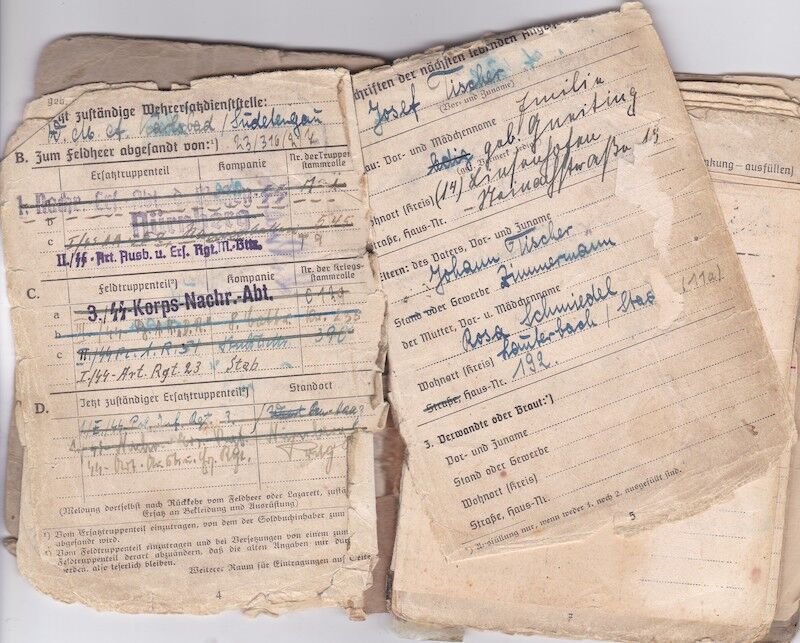 WWII German Waffen-SS Soldbuch ID - SS Rottenführer Josef Tischer - SS Panzer Artillerie Regiment " Das Reich " - SS Artillerie Regiment 54 - Nederland - Kurland 1944 - SS Artillerie Regiment 23 - Oder / Halbe 1945 - POW - Rare unit! - Image 5