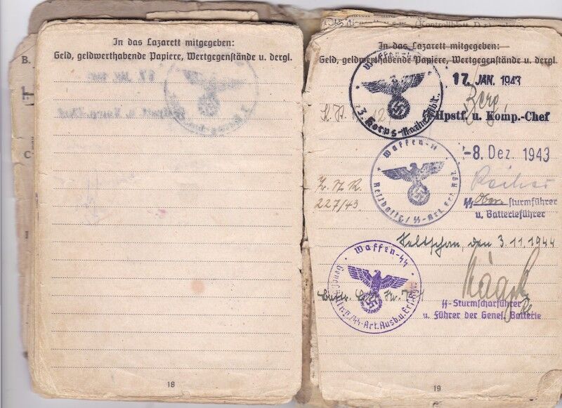 WWII German Waffen-SS Soldbuch ID - SS Rottenführer Josef Tischer - SS Panzer Artillerie Regiment " Das Reich " - SS Artillerie Regiment 54 - Nederland - Kurland 1944 - SS Artillerie Regiment 23 - Oder / Halbe 1945 - POW - Rare unit! - Image 17