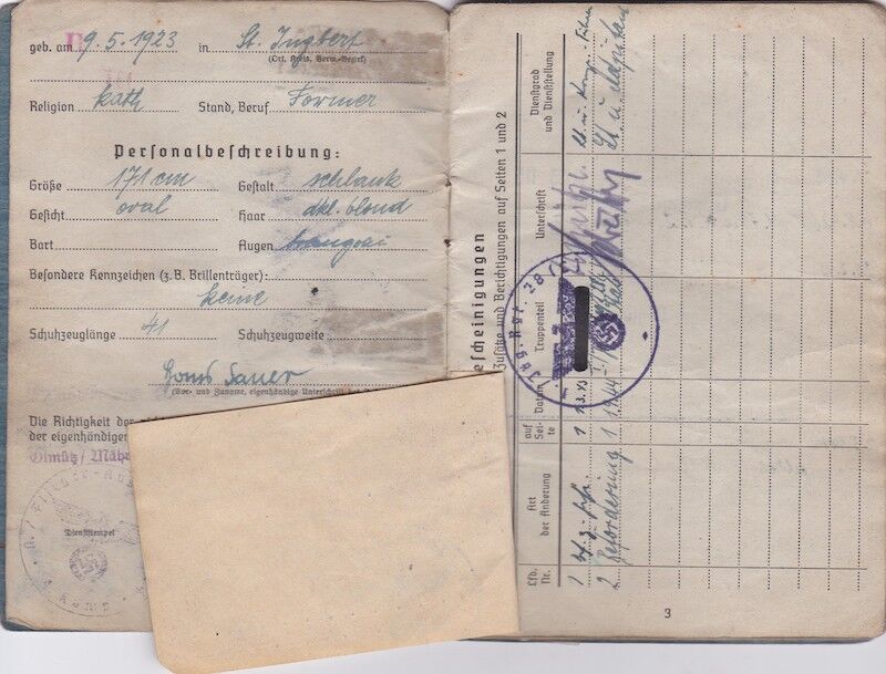 WWII German Luftwaffe Soldbuch ID - Obergefr Johann Lauer - Jäger Regiment 28 (L) - 14. Feld-Division (L) - 20. Gebirgs-Armee - Wehrmachtsbefehlsstelle Norwegen - Image 5