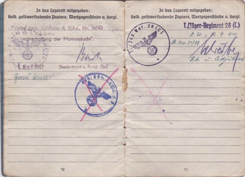 WWII German Luftwaffe Soldbuch ID - Obergefr Johann Lauer - Jäger Regiment 28 (L) - 14. Feld-Division (L) - 20. Gebirgs-Armee - Wehrmachtsbefehlsstelle Norwegen - Image 9