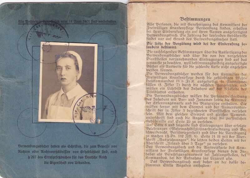 WWII German DRK Verwendungsbuch & Erkennungsmarke - DRK Nurse Hanna Zander - Tag - Freiwillige Krankenpflege Wehrkreis XI - Image 3