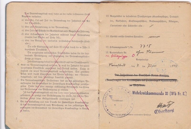 WWII German DRK Verwendungsbuch & Erkennungsmarke - DRK Nurse Hanna Zander - Tag - Freiwillige Krankenpflege Wehrkreis XI - Image 4