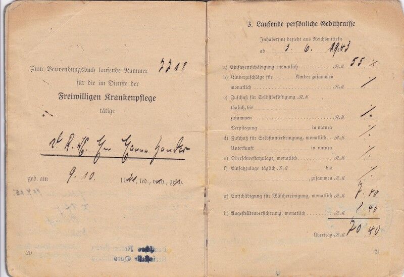 WWII German DRK Verwendungsbuch & Erkennungsmarke - DRK Nurse Hanna Zander - Tag - Freiwillige Krankenpflege Wehrkreis XI - Image 8