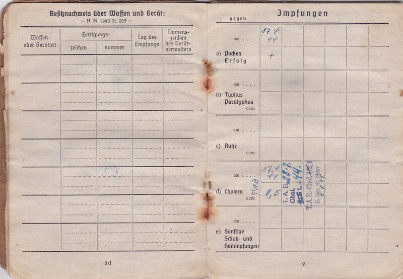 WWII German Wehrmacht Soldbuch - Grenadier Heinrich Schodl - Grenadier Regiment 474 - 254 Infanterie Division - Wounded by Grenade Fragments - Image 11