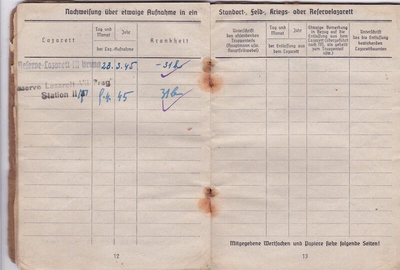 WWII German Wehrmacht Soldbuch - Grenadier Heinrich Schodl - Grenadier Regiment 474 - 254 Infanterie Division - Wounded by Grenade Fragments - Image 13