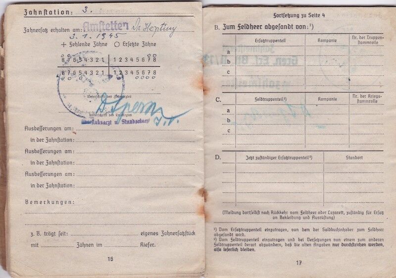 WWII German Wehrmacht Soldbuch - Grenadier Heinrich Schodl - Grenadier Regiment 474 - 254 Infanterie Division - Wounded by Grenade Fragments - Image 15