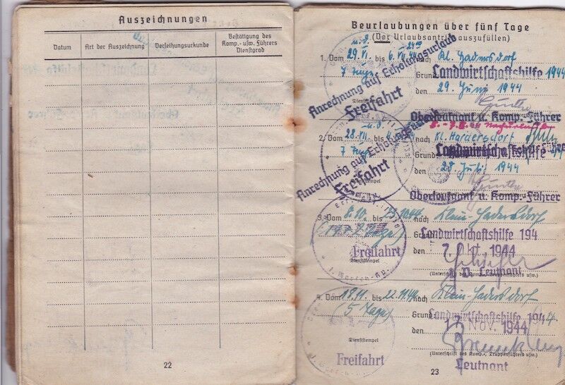 WWII German Wehrmacht Soldbuch - Grenadier Heinrich Schodl - Grenadier Regiment 474 - 254 Infanterie Division - Wounded by Grenade Fragments - Image 18