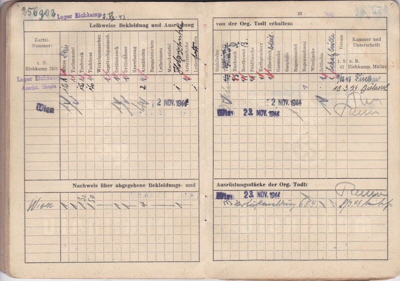 WWII German Organisation Todt Dienstbuch - OT-Meister Wilhelm Jäger - Einsatzgruppe Südost Serbia Skopje - - Image 9