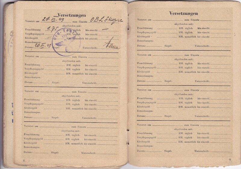 WWII German Organisation Todt Dienstbuch - OT-Meister Wilhelm Jäger - Einsatzgruppe Südost Serbia Skopje - - Image 16