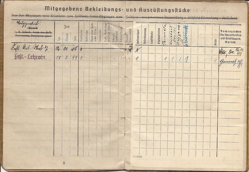 WWII German Wehrmacht Soldbuch ID & Award Documents - Tech-Oberinspektor Josef Friesch - Festungs Artillerie Stab 7 - Iron Cross (Layaway) - Image 6