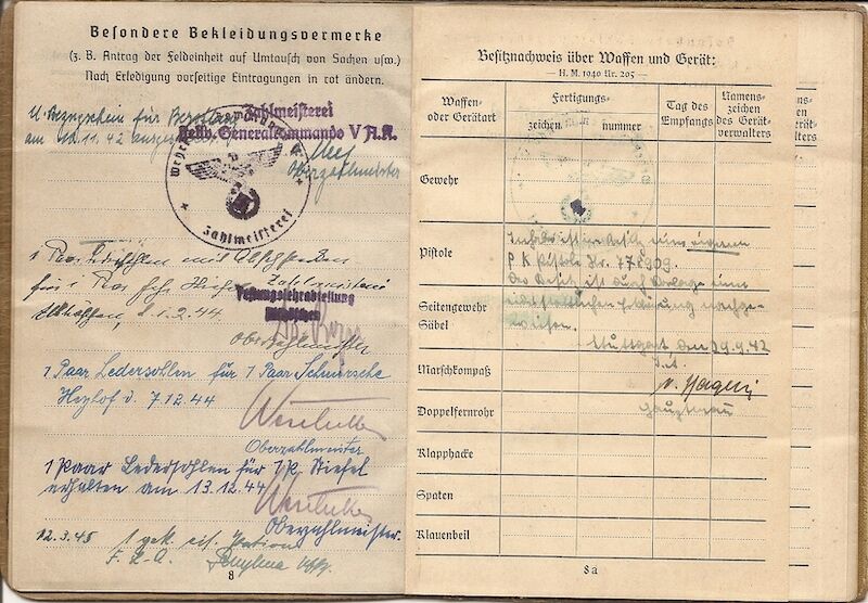 WWII German Wehrmacht Soldbuch ID & Award Documents - Tech-Oberinspektor Josef Friesch - Festungs Artillerie Stab 7 - Iron Cross (Layaway) - Image 8