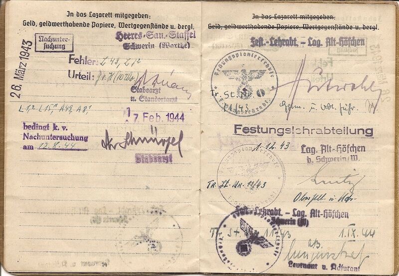 WWII German Wehrmacht Soldbuch ID & Award Documents - Tech-Oberinspektor Josef Friesch - Festungs Artillerie Stab 7 - Iron Cross (Layaway) - Image 13