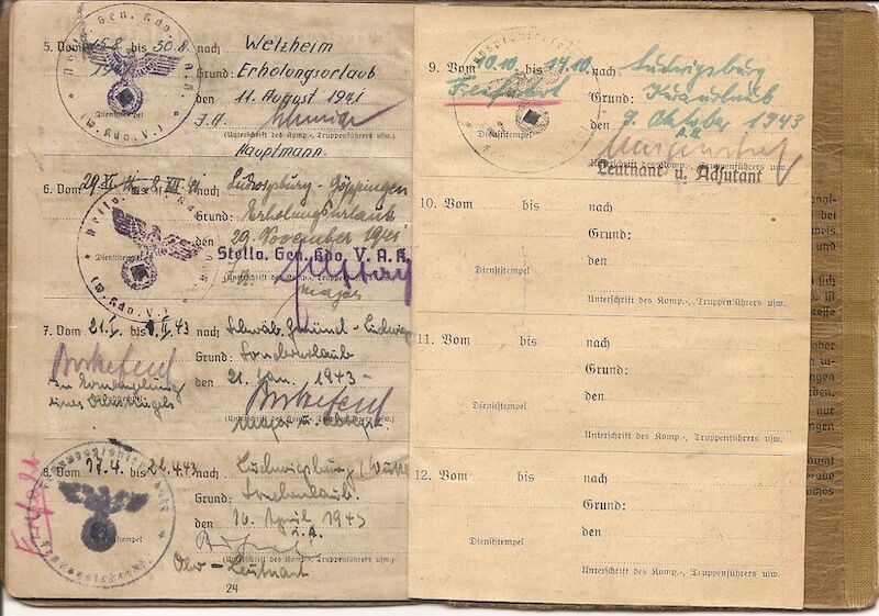 WWII German Wehrmacht Soldbuch ID & Award Documents - Tech-Oberinspektor Josef Friesch - Festungs Artillerie Stab 7 - Iron Cross (Layaway) - Image 18