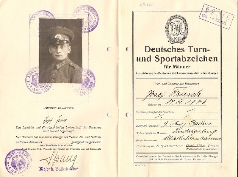 WWII German Wehrmacht Soldbuch ID & Award Documents - Tech-Oberinspektor Josef Friesch - Festungs Artillerie Stab 7 - Iron Cross (Layaway) - Image 24