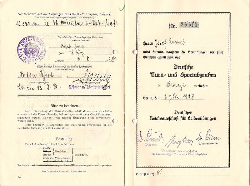 WWII German Wehrmacht Soldbuch ID & Award Documents - Tech-Oberinspektor Josef Friesch - Festungs Artillerie Stab 7 - Iron Cross (Layaway) - Image 26